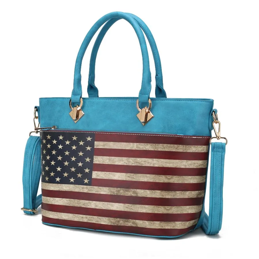 Lilian Vegan Leather Womens FLAG Tote Bag