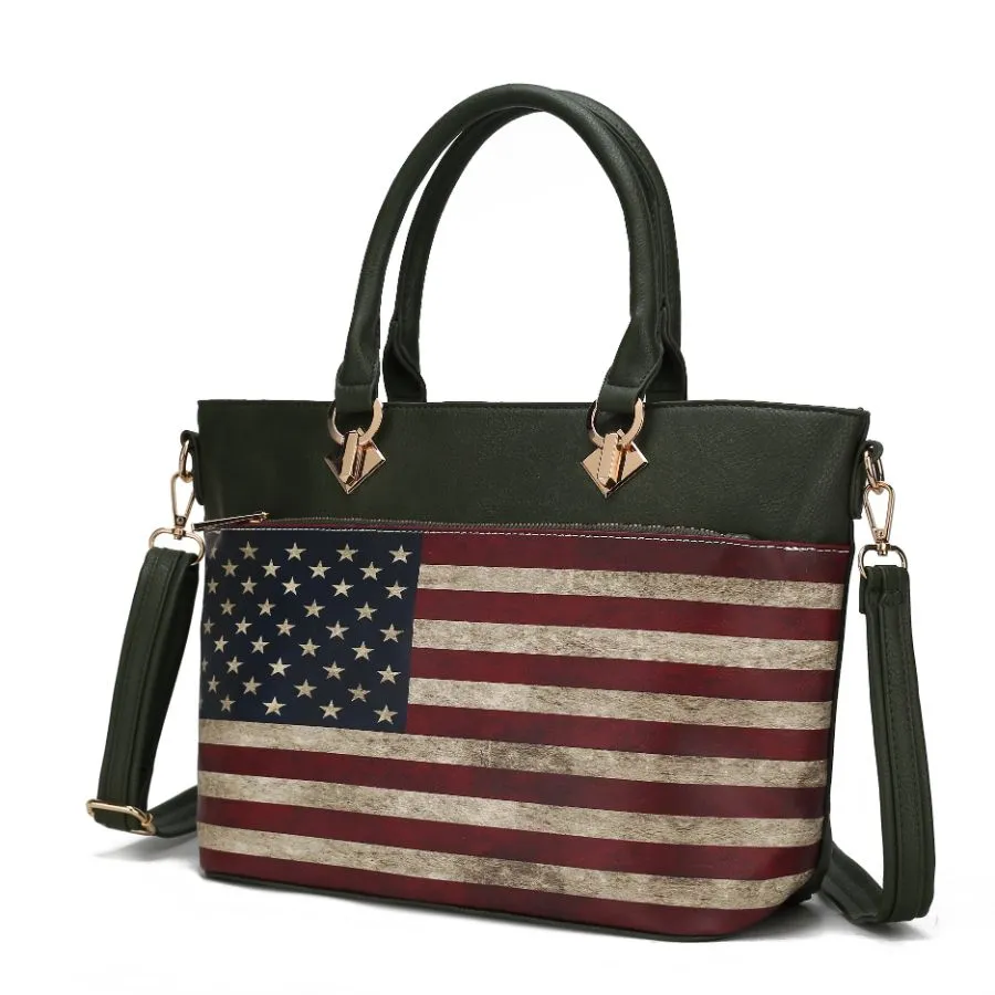 Lilian Vegan Leather Womens FLAG Tote Bag