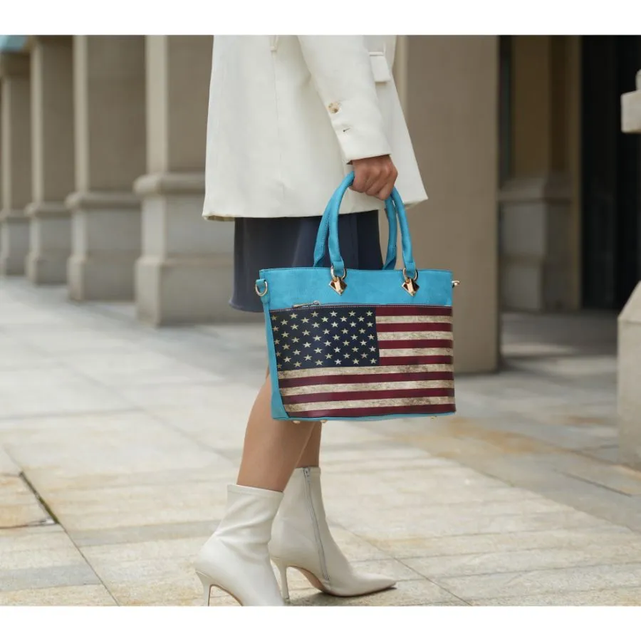Lilian Vegan Leather Womens FLAG Tote Bag