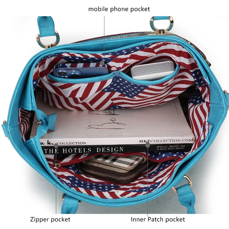 Lilian Vegan Leather Womens FLAG Tote Bag