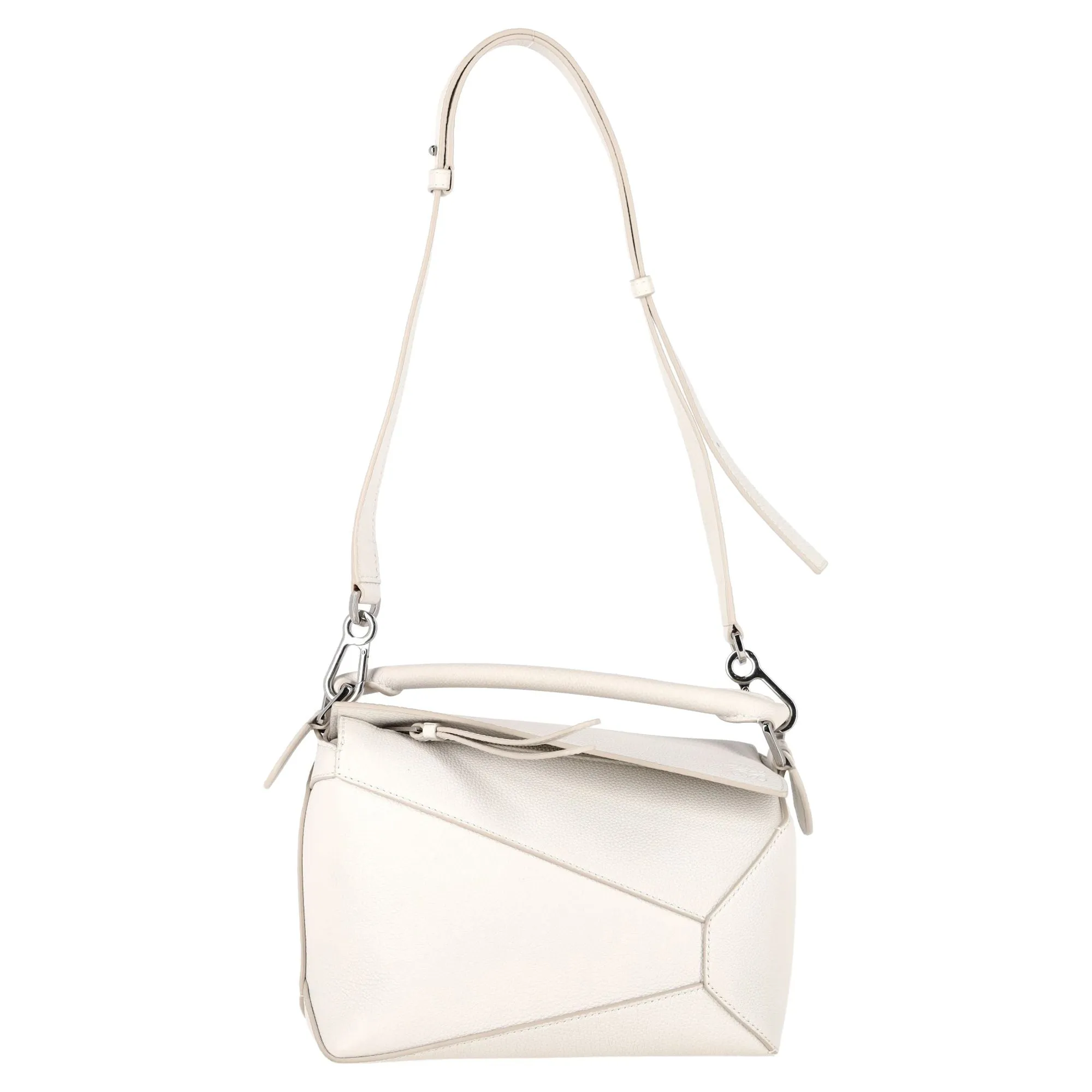 Loewe Puzzle Small Bag in White Calfskin Leather