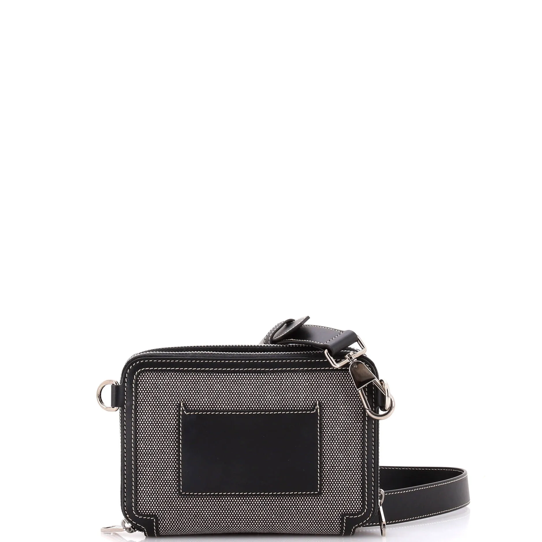 Logo Front Pocket Zip Around Crossbody Canvas with Leather