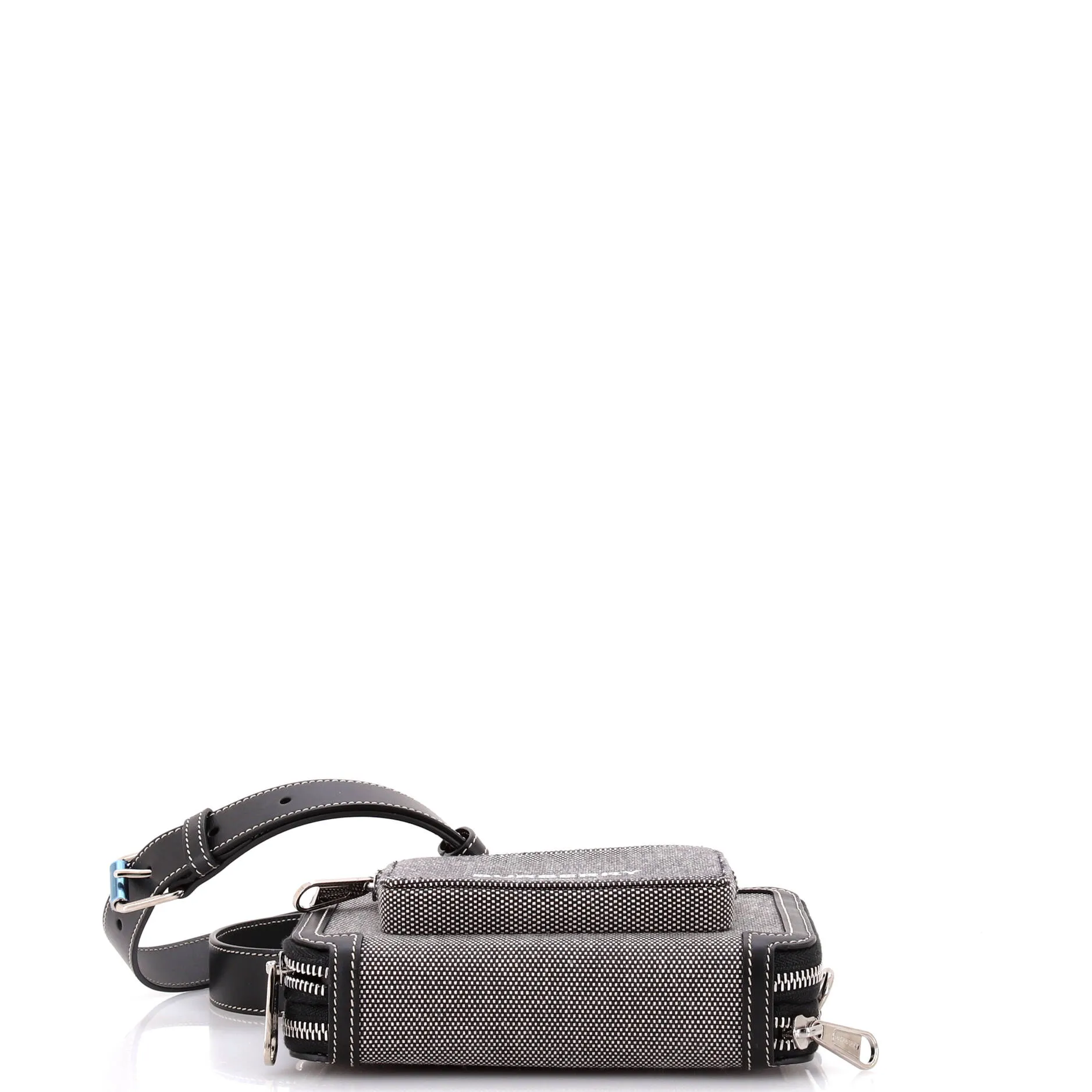 Logo Front Pocket Zip Around Crossbody Canvas with Leather