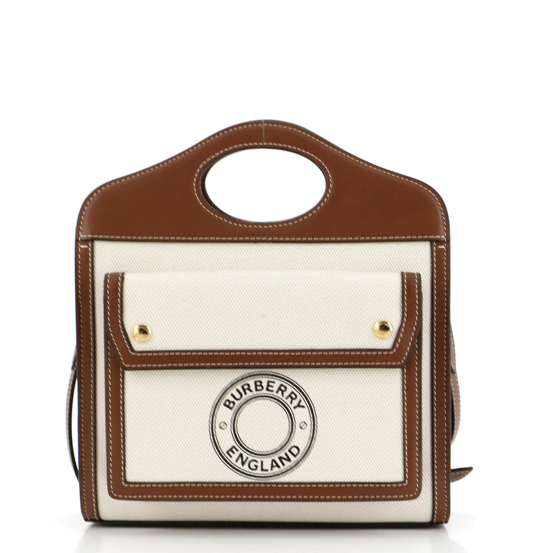 Logo Pocket Tote Canvas with Leather Mini