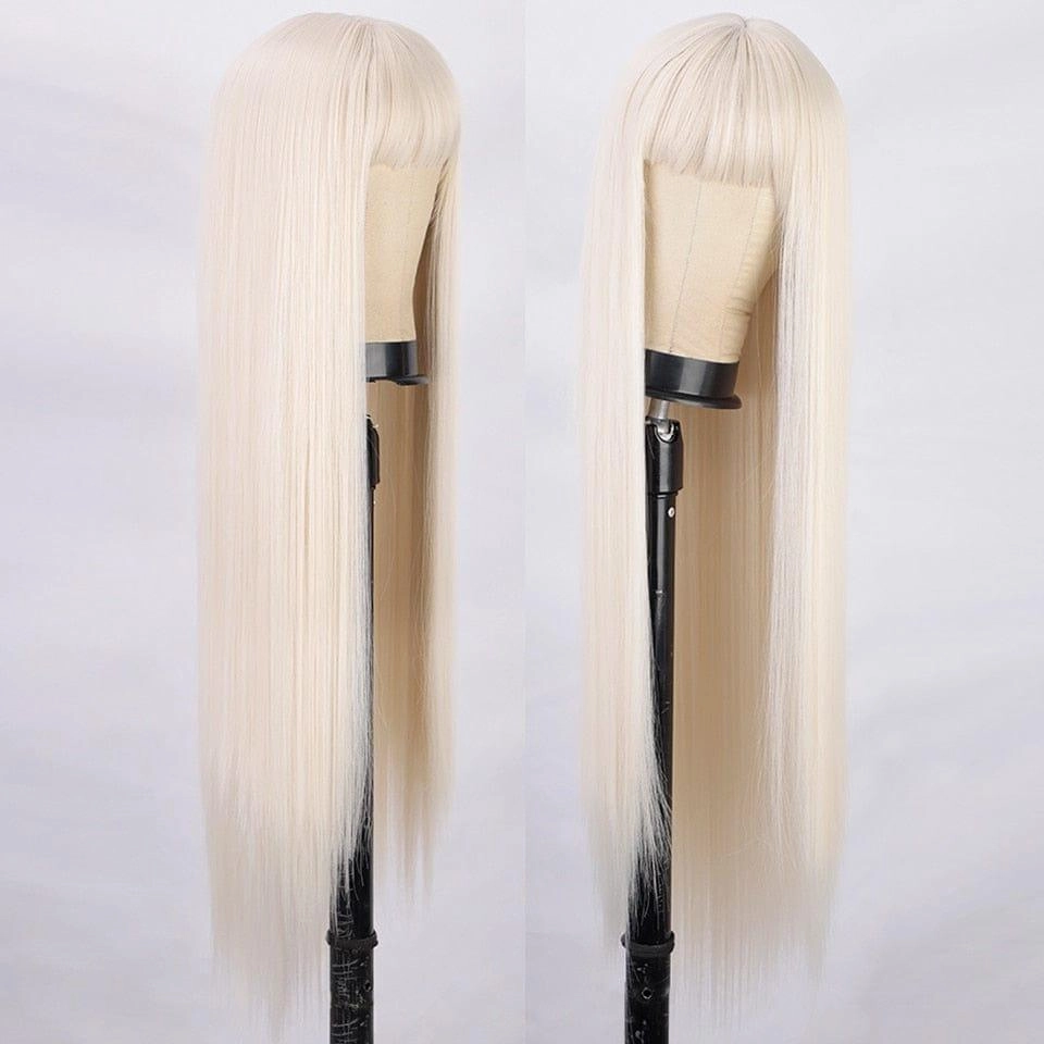 Long Blonde Wig with Bangs