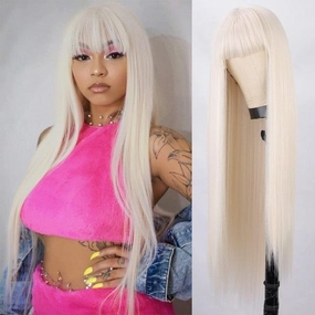 Long Blonde Wig with Bangs