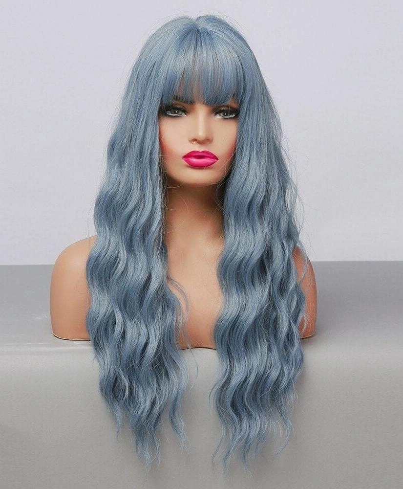Long Wavy Blue Wig