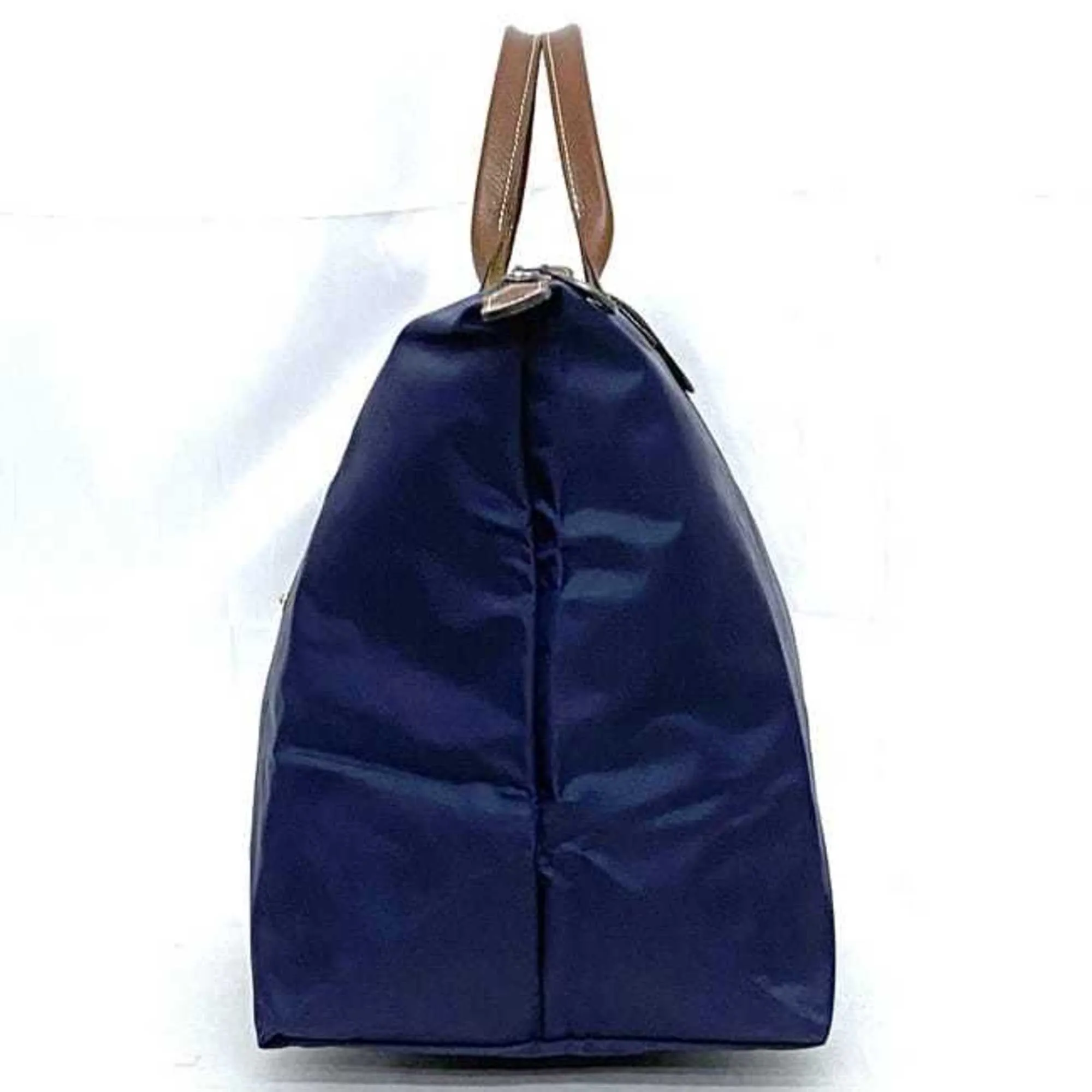 Longchamp Navy Nylon Leather Handbag Tote Bag (Pre-Owned)