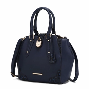 Lorena Snake embossed Vegan Leather Womens Satchel Bag