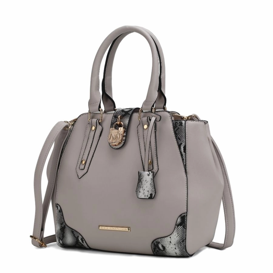 Lorena Snake embossed Vegan Leather Womens Satchel Bag