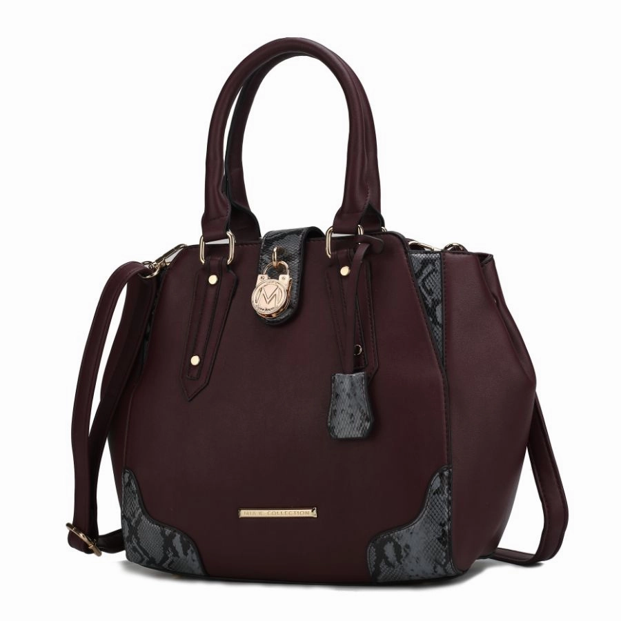 Lorena Snake embossed Vegan Leather Womens Satchel Bag