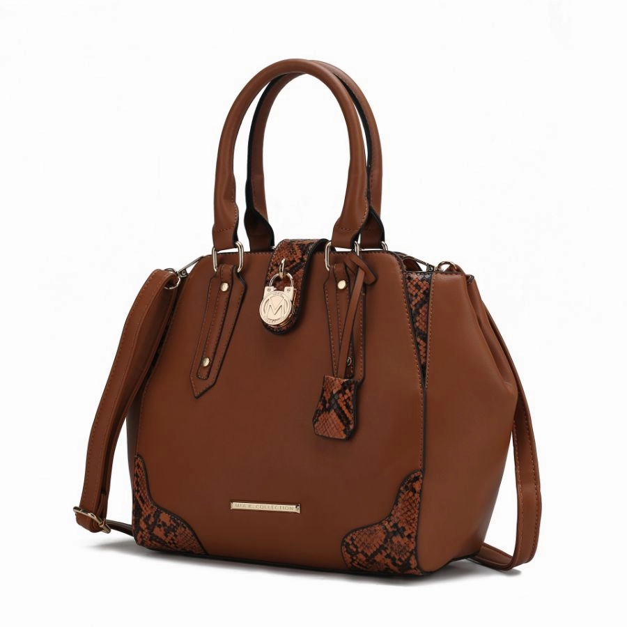 Lorena Snake embossed Vegan Leather Womens Satchel Bag