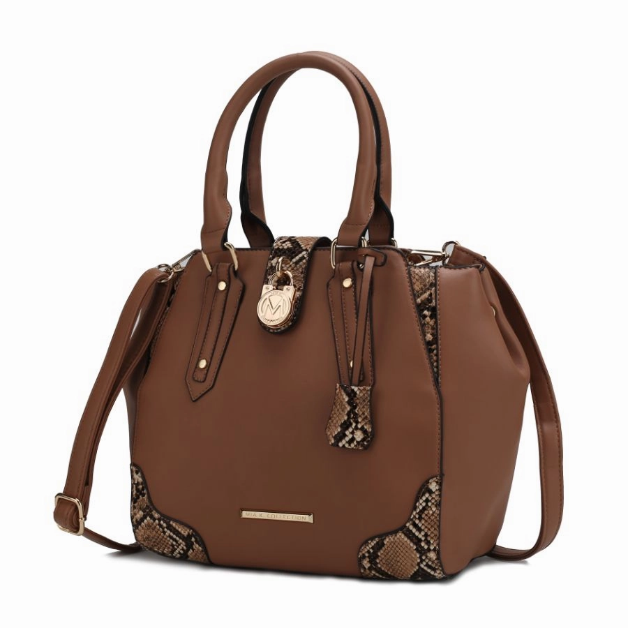 Lorena Snake embossed Vegan Leather Womens Satchel Bag