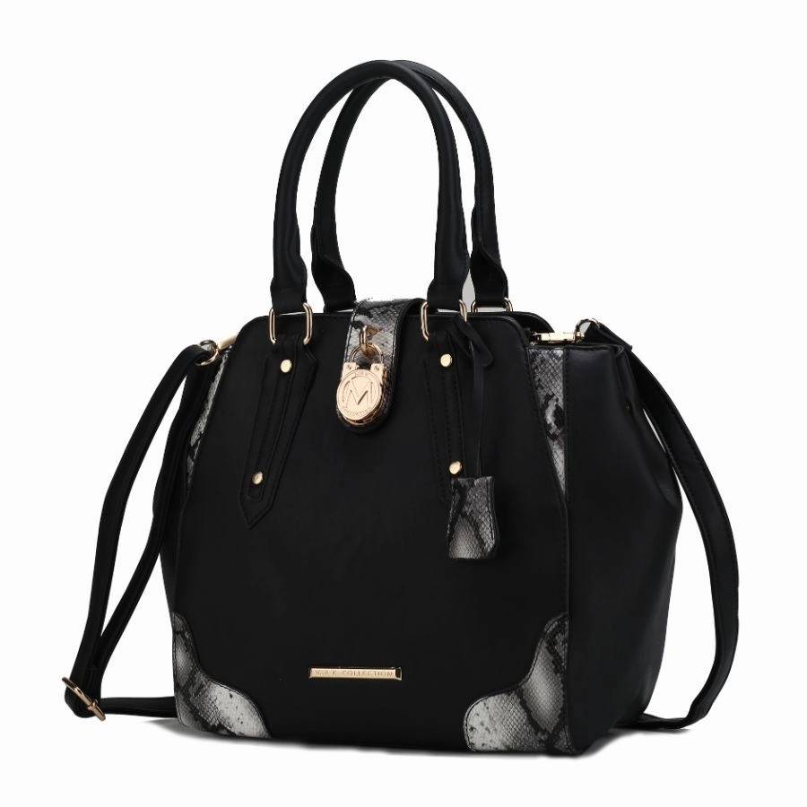 Lorena Snake embossed Vegan Leather Womens Satchel Bag