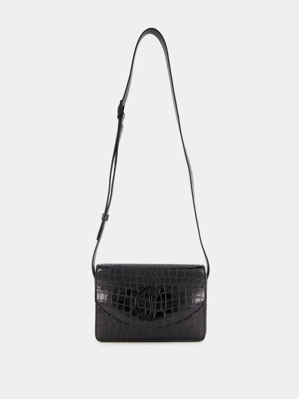 Loubi54 Black Alligator-Embossed Bag