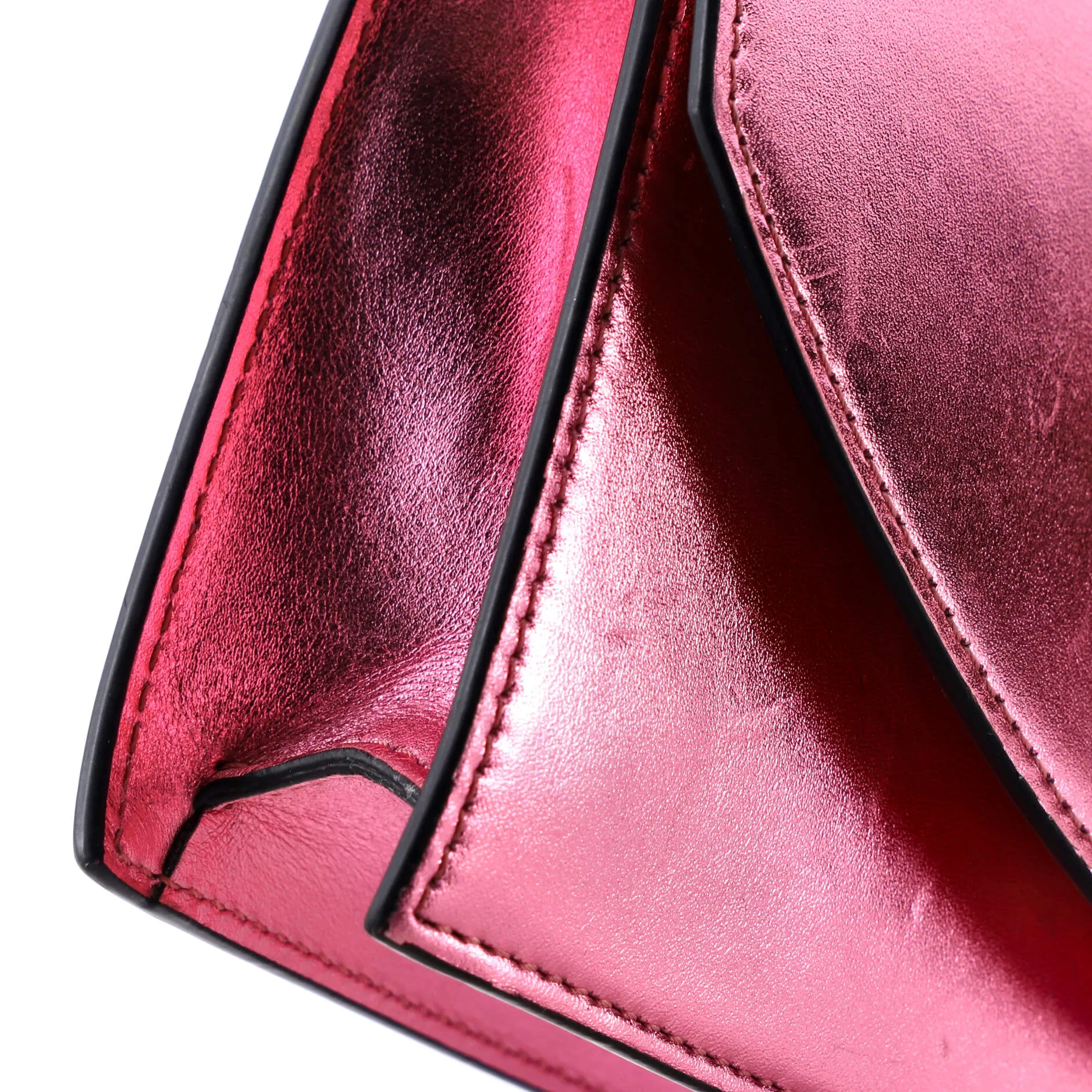 Loubi54 Chain Clutch Metallic Leather