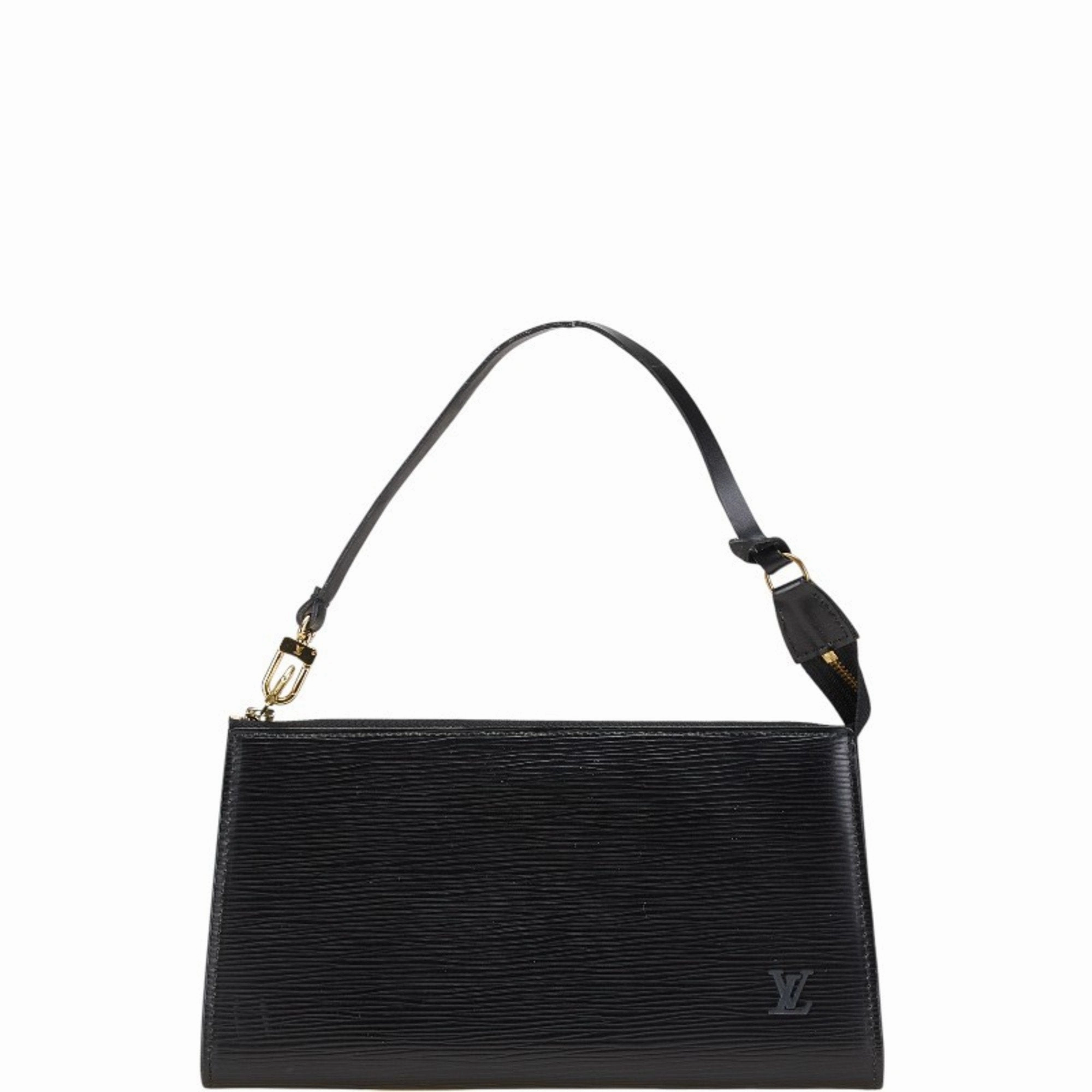 Louis Vuitton Noir Leather Handbag Pochette Pouch (Pre-Owned)