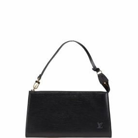Louis Vuitton Noir Leather Handbag Pochette Pouch (Pre-Owned)