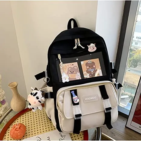 Lovely Pastel Rucksack With Kawaii Pin And Cute Accessories