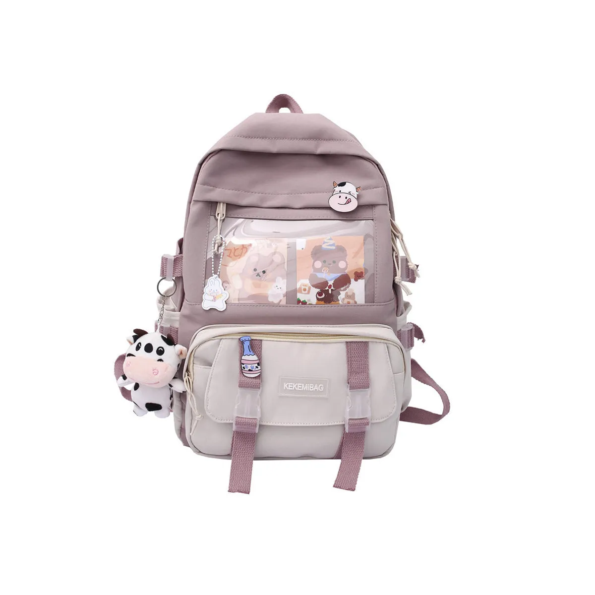 Lovely Pastel Rucksack With Kawaii Pin And Cute Accessories