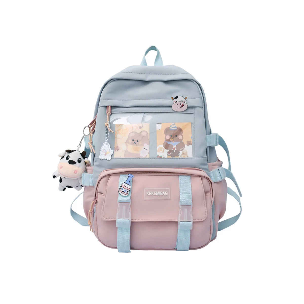 Lovely Pastel Rucksack With Kawaii Pin And Cute Accessories
