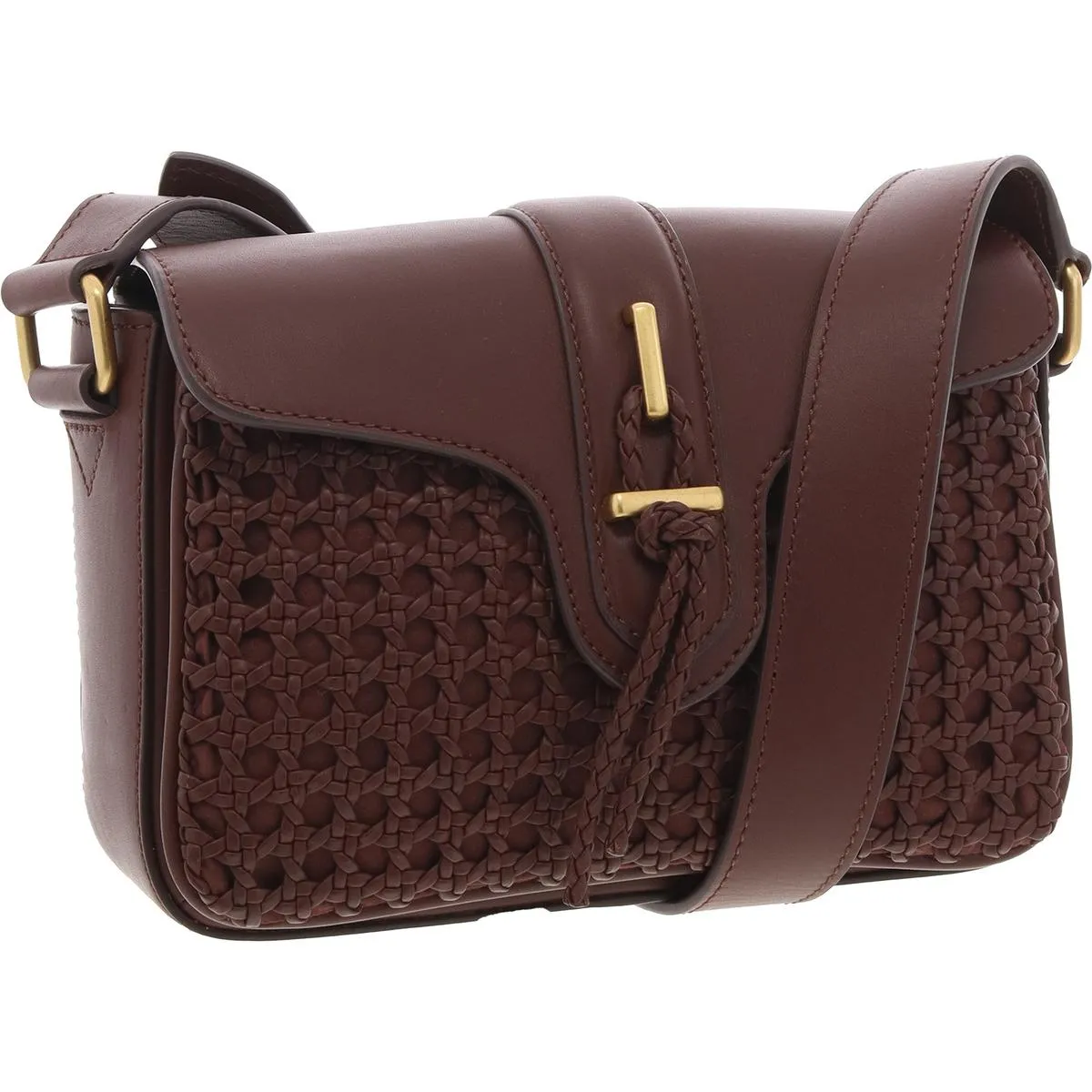 Maecy Womens Mixed Media Leather Crossbody Handbag