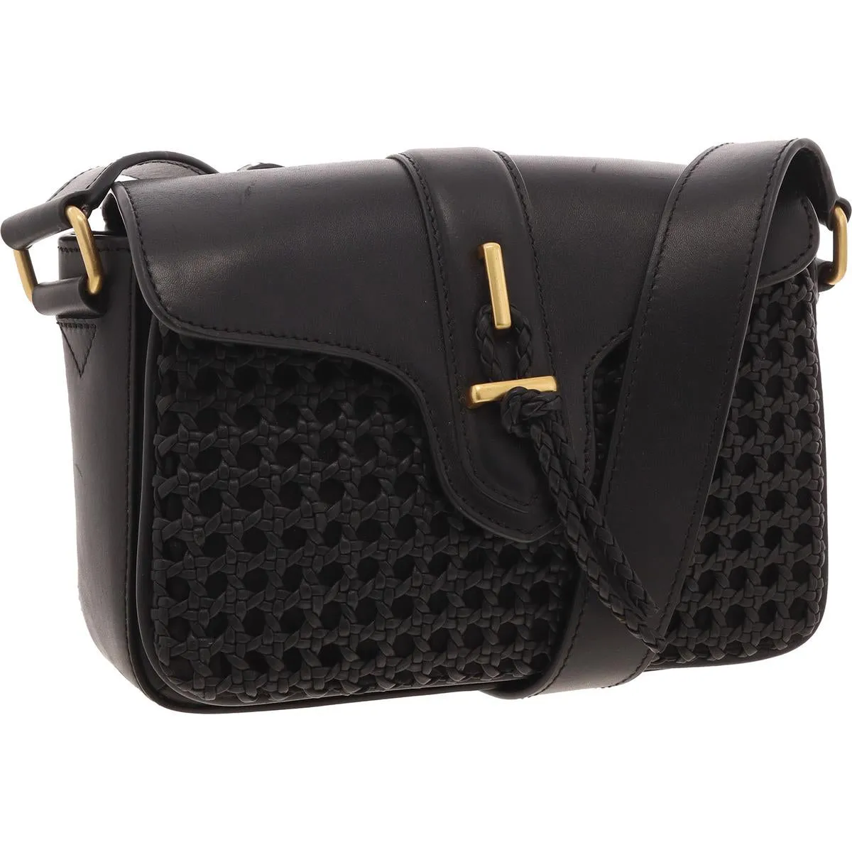 Maecy Womens Mixed Media Leather Crossbody Handbag