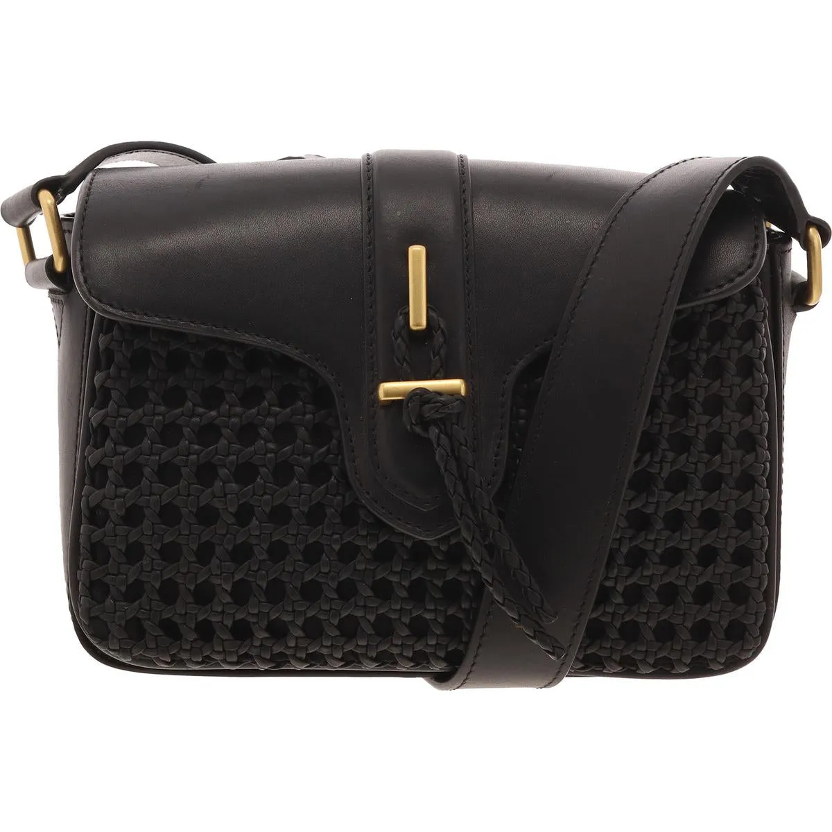 Maecy Womens Mixed Media Leather Crossbody Handbag