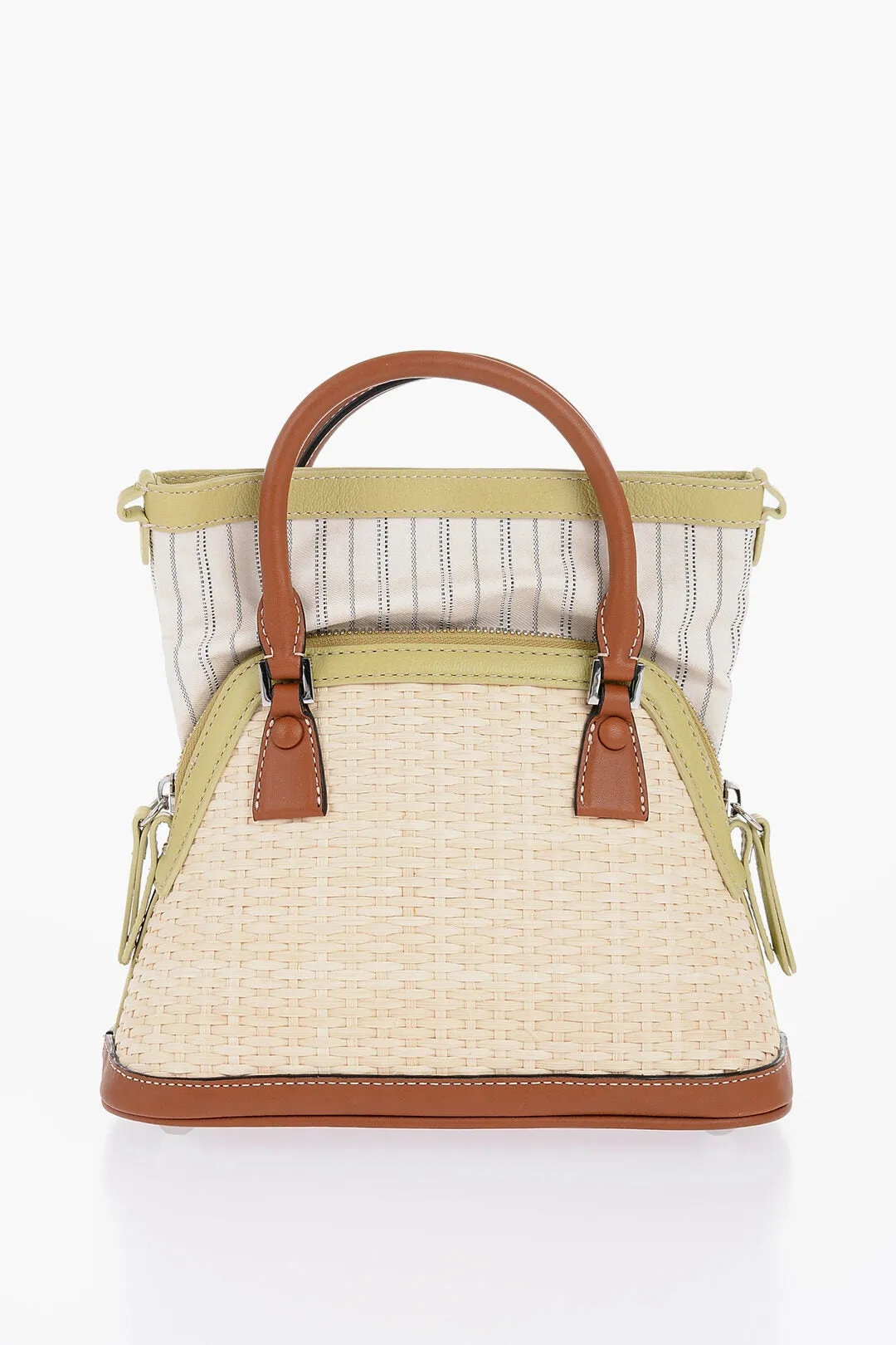 Maison Margiela Mm11 Woven Rafia Bag With Contrasting Detail