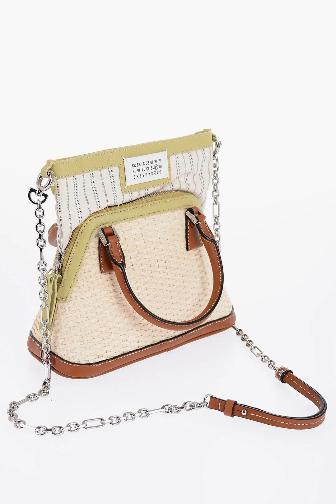 Maison Margiela Mm11 Woven Rafia Bag With Contrasting Detail