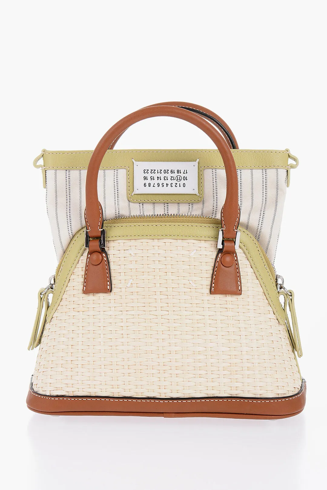 Maison Margiela Mm11 Woven Rafia Bag With Contrasting Detail