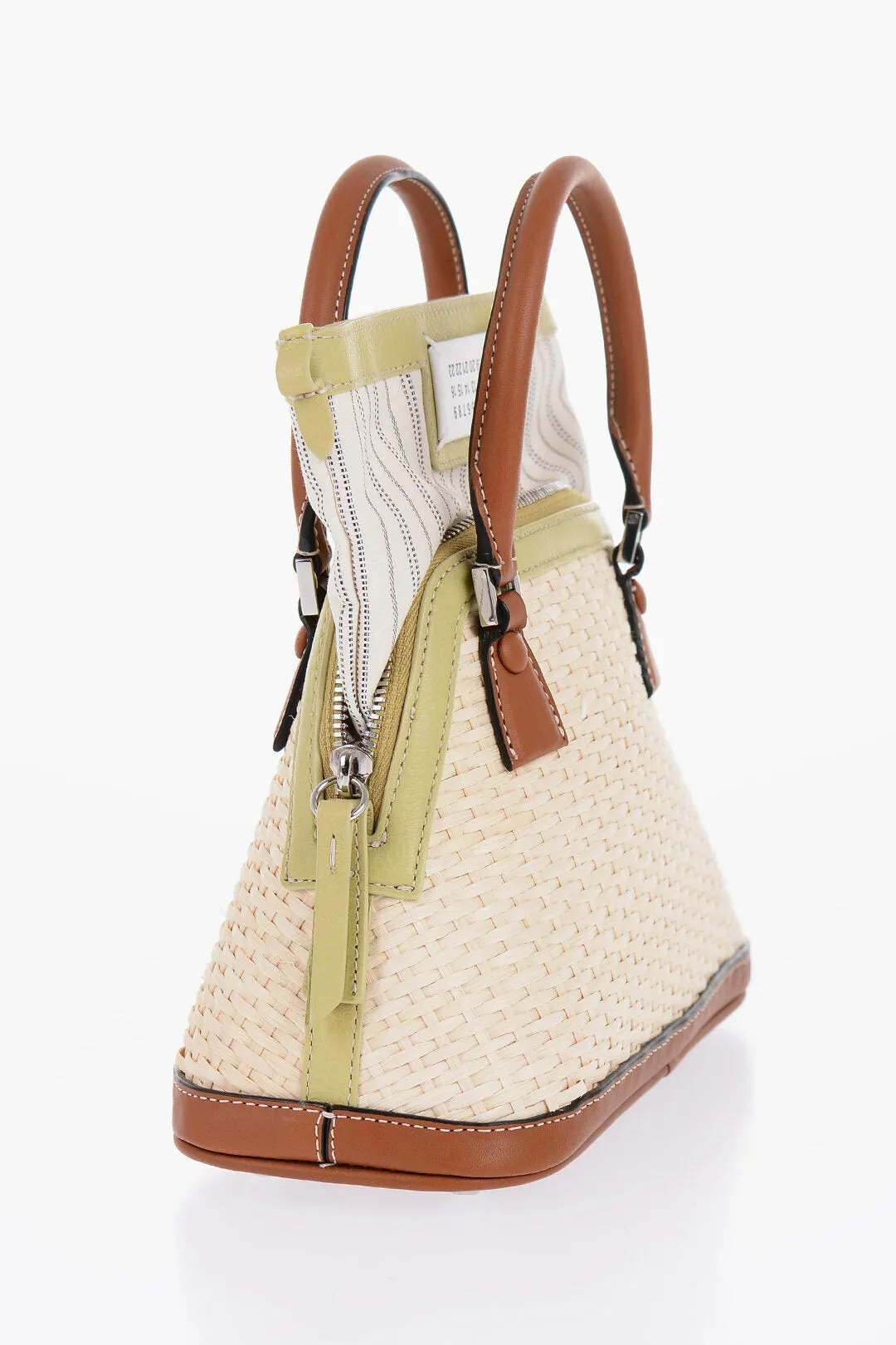 Maison Margiela Mm11 Woven Rafia Bag With Contrasting Detail