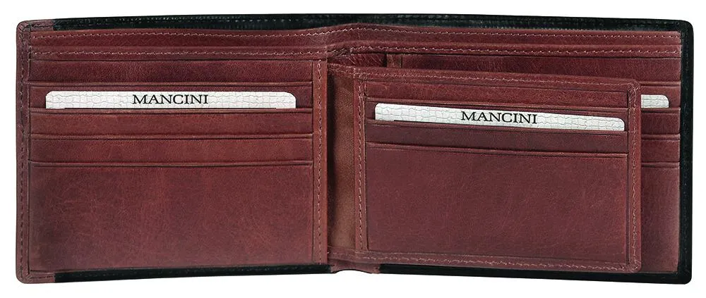 Mancini CASABLANCA Collection Mens Billfold with Removable Passcase (RFID Secure)