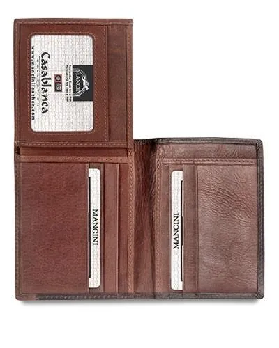Mancini CASABLANCA Collection Mens Unique Vertical Wing Wallet (RFID Secure)