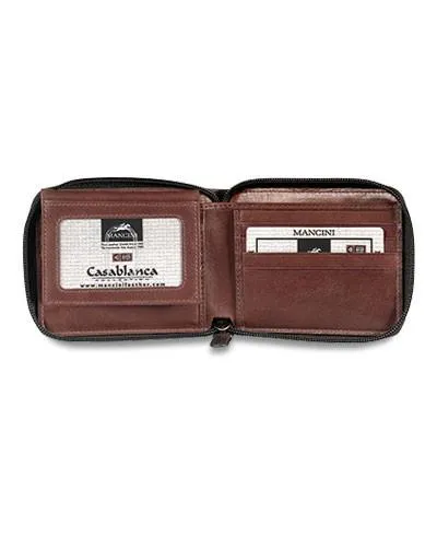 Mancini CASABLANCA Collection Mens Zippered Wallet with Removable Passcase (RFID Secure)