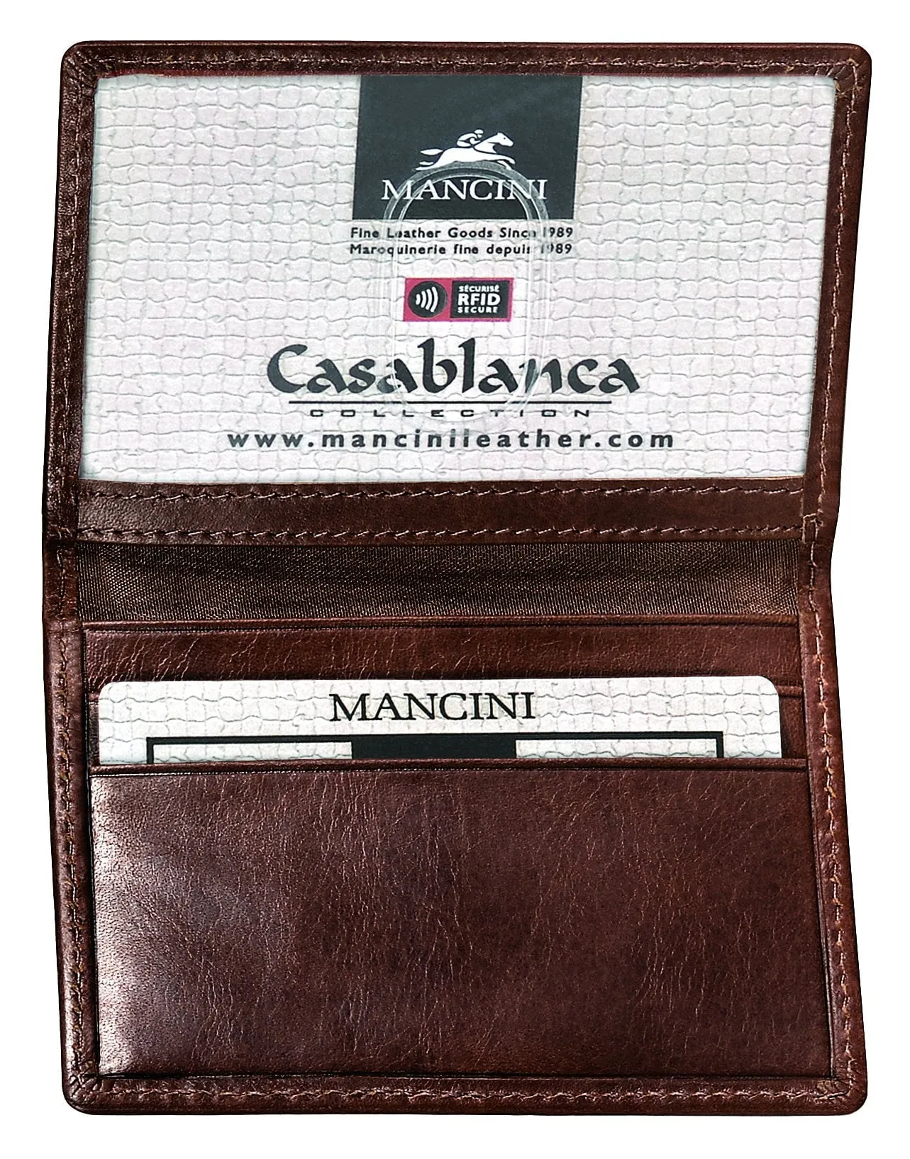 Mancini CASABLANCA Collection Mens Zippered Wallet with Removable Passcase (RFID Secure)
