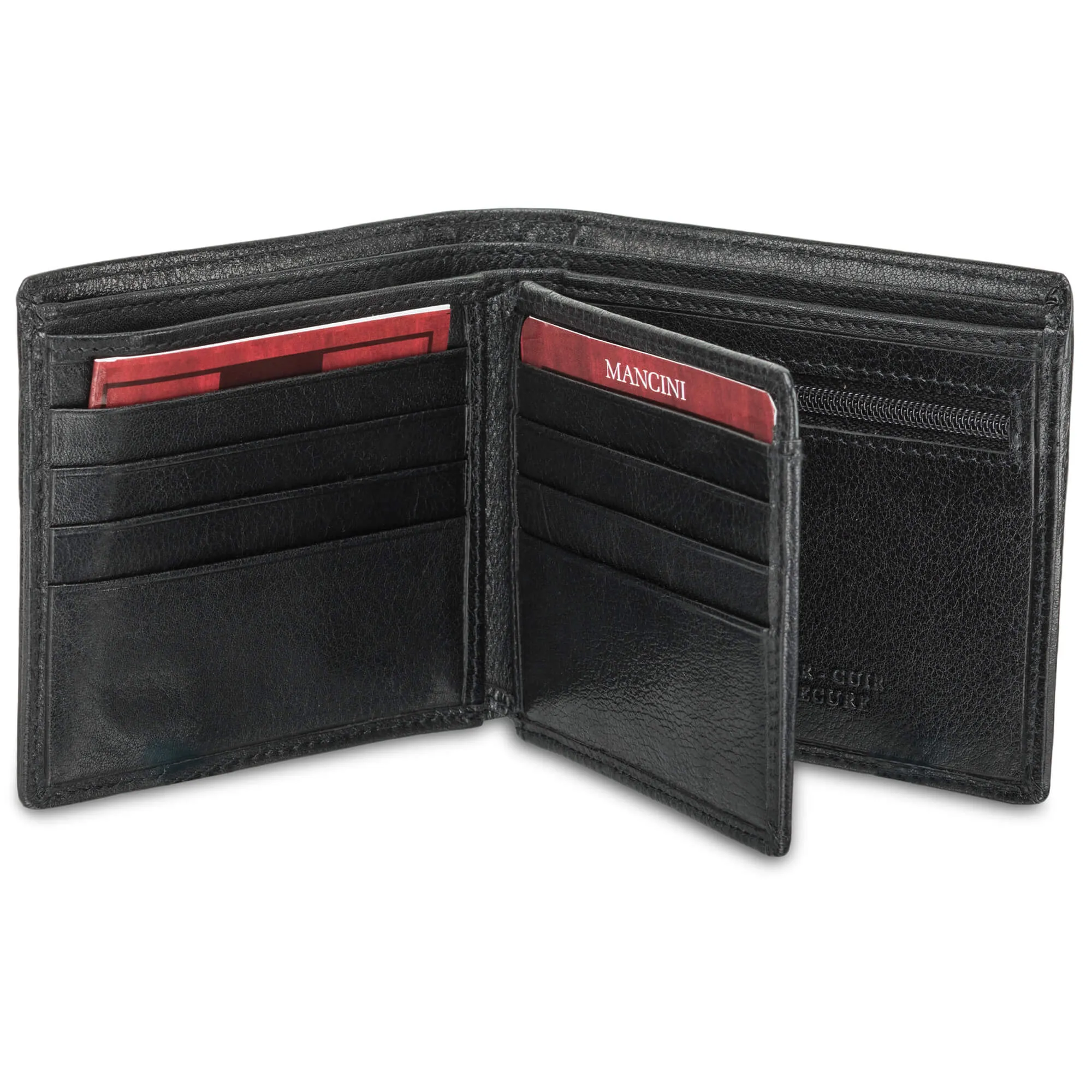 Mancini EQUESTRIAN-2 Mens RFID Secure Center Wing Wallet with Coin Pocket