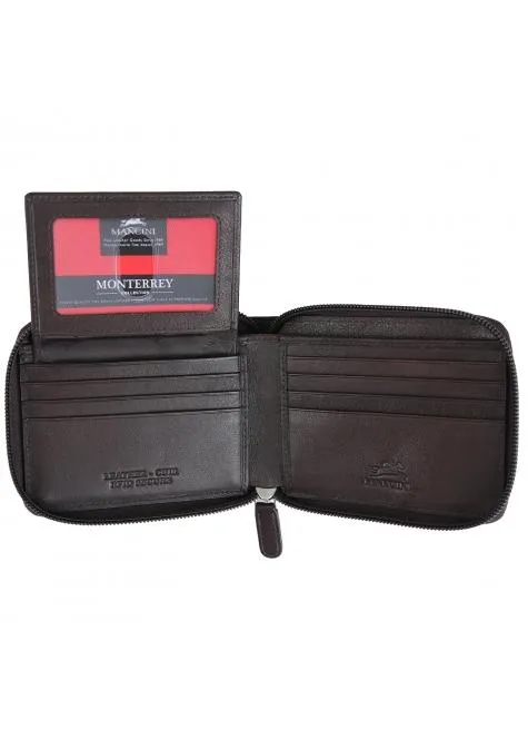 Mancini MONTERREY Mens Zippered Wallet With Removable Passcase