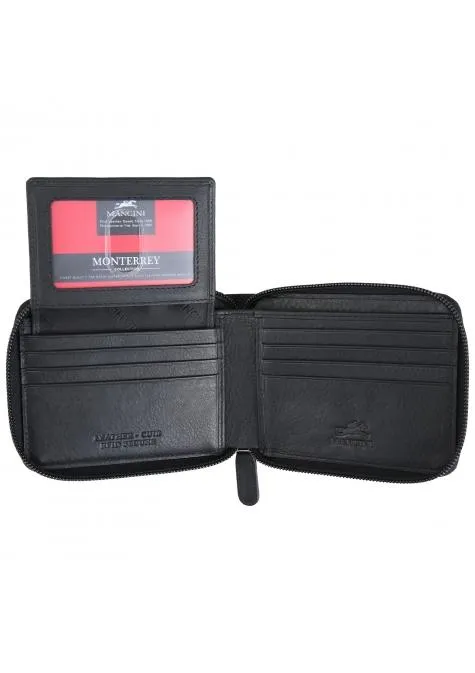 Mancini MONTERREY Mens Zippered Wallet With Removable Passcase