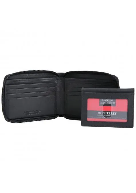 Mancini MONTERREY Mens Zippered Wallet With Removable Passcase