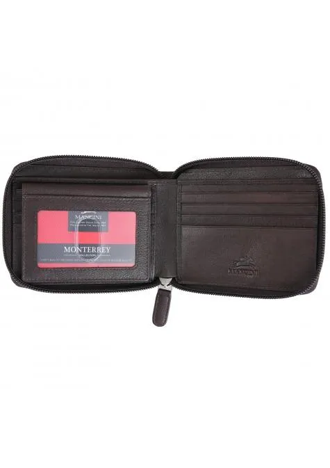 Mancini MONTERREY Mens Zippered Wallet With Removable Passcase