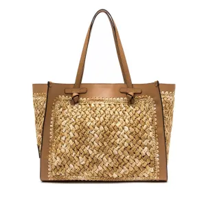 Marcella Refined Leather Handbag With Woven Texture