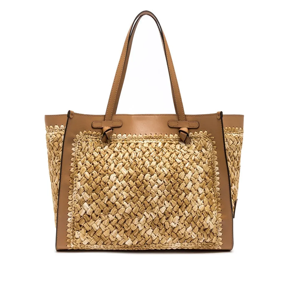 Marcella Refined Leather Handbag With Woven Texture