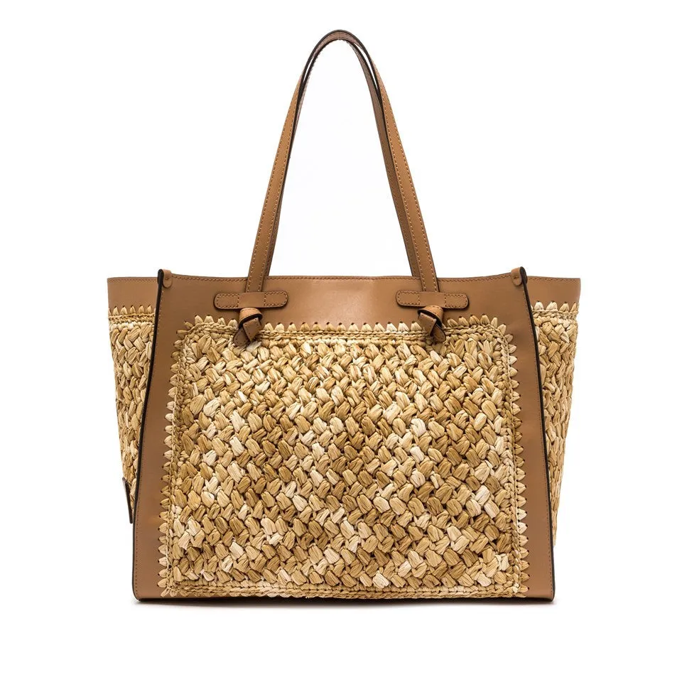 Marcella Refined Leather Handbag With Woven Texture
