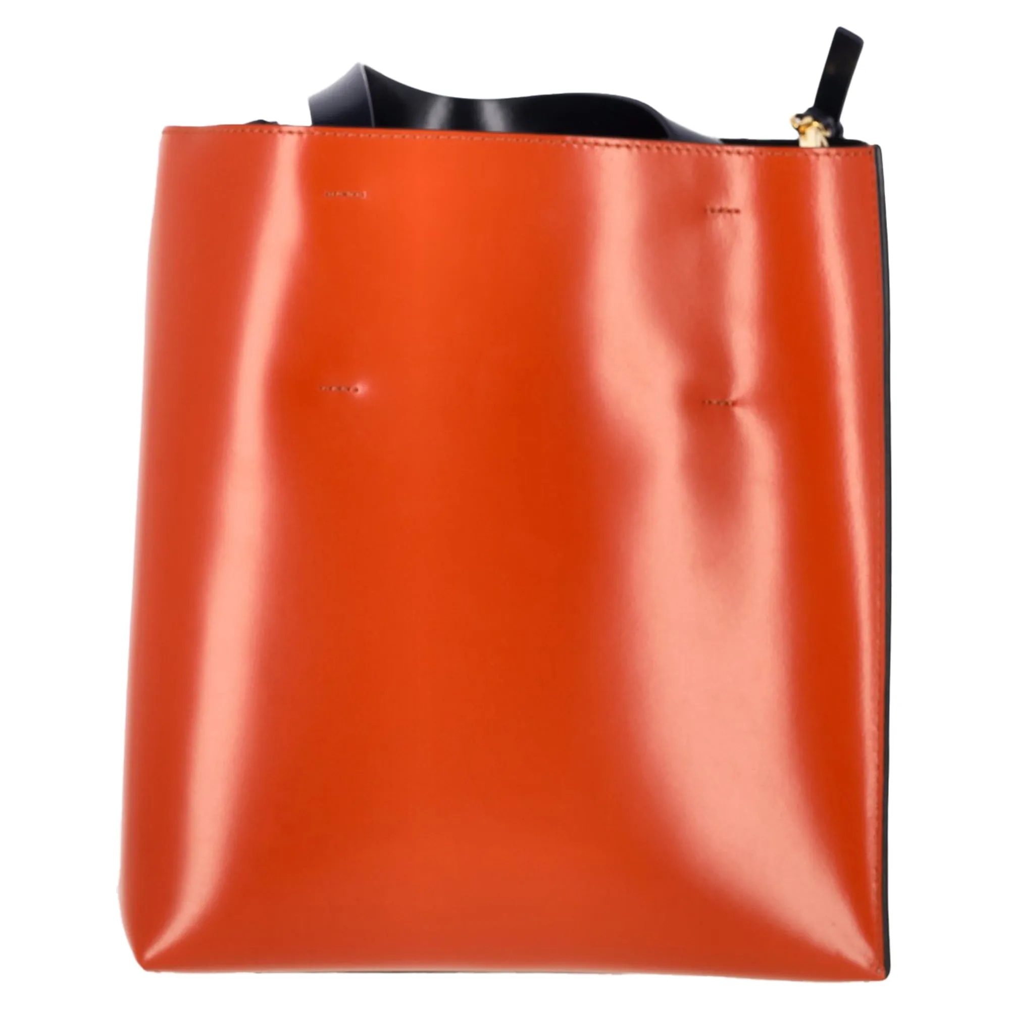 Marni Museo Small Tote Bag in Orange Leather
