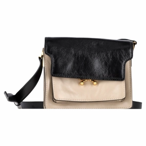 Marni Trunk Mini Color-Block Shoulder Bag in Beige Leather