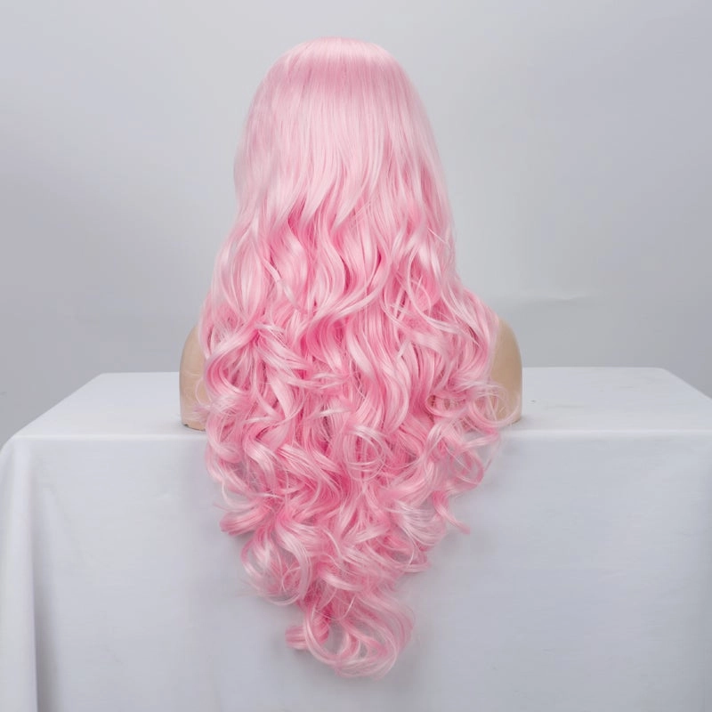 Mary Jane - Pink Long Wavy Synthetic Lace Front Wig