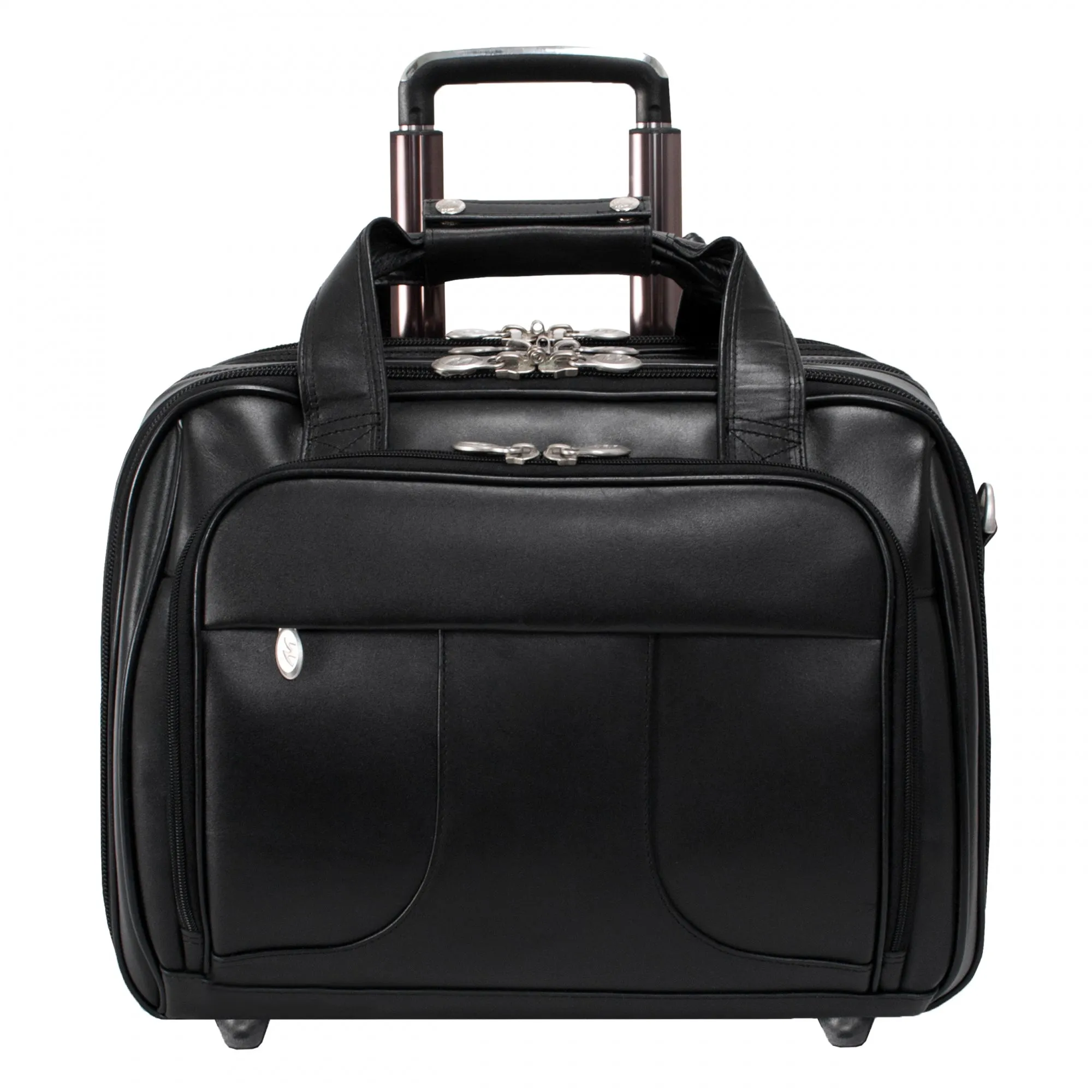 McKlein USA Chicago 15.6" Leather Wheeled Laptop with Removable Briefcase
