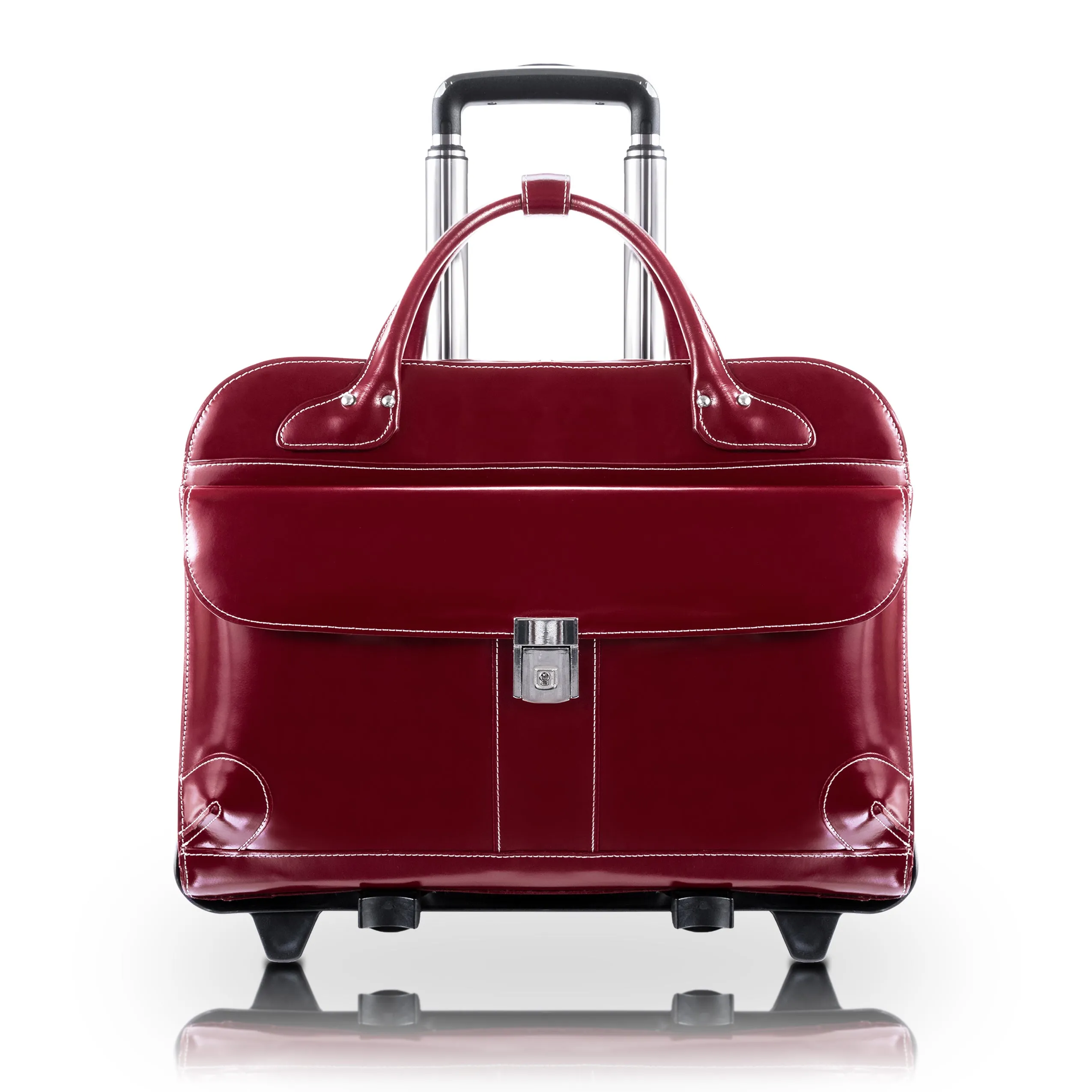 McKlein USA Lakewood Ladies' Leather Fly-Through Checkpoint-Friendly Detachable Wheeled Briefcase