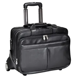 McKlein USA Roosevelt 17" Leather Wheeled Laptop Briefcase w/ Removable Sleeve